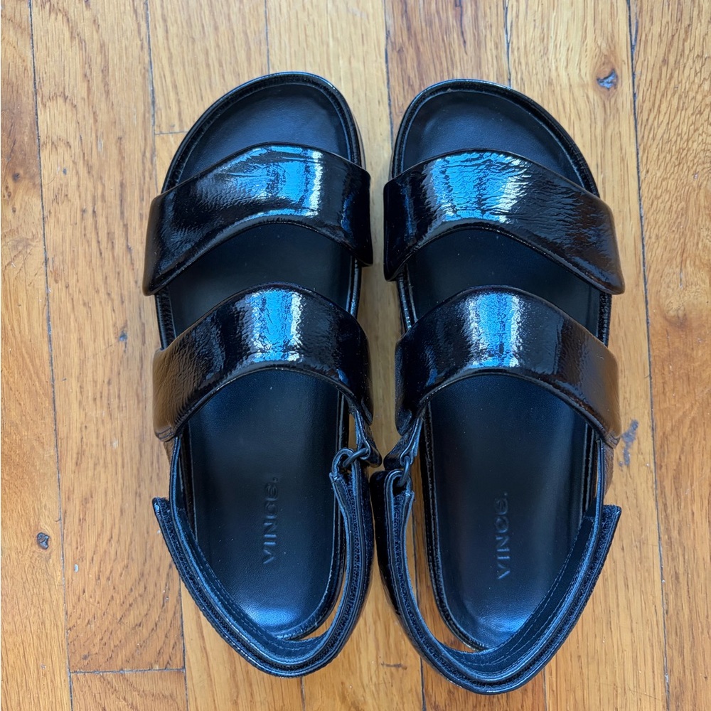 Vince Gemini Black Patent Sandals Size 7 - Picture 4 of 5